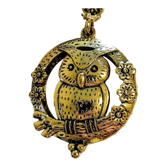 Owl Magnifying Glass/Pendant on 28-30" Gold Tone Chain Women's Gift Casual Snk4 - Picture 4 of 6